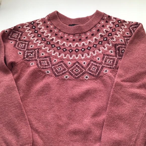Wool blend Sunice Stormpack dusty pink Fair Isle sweater sz L - Picture 8 of 8